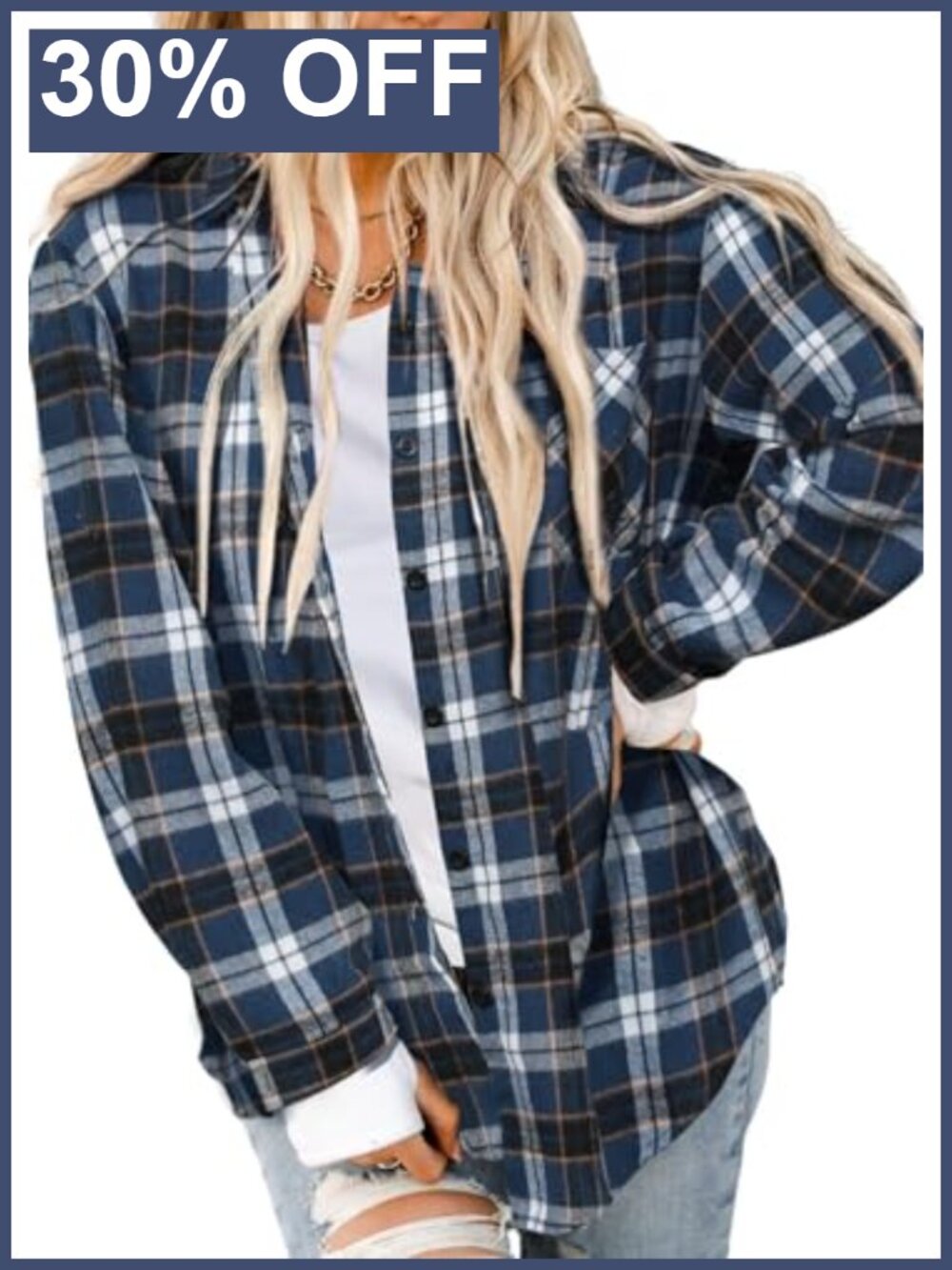 Buffalo Plaid Flannel Shirt Button Down Roll Up Sleeve Tunic Top